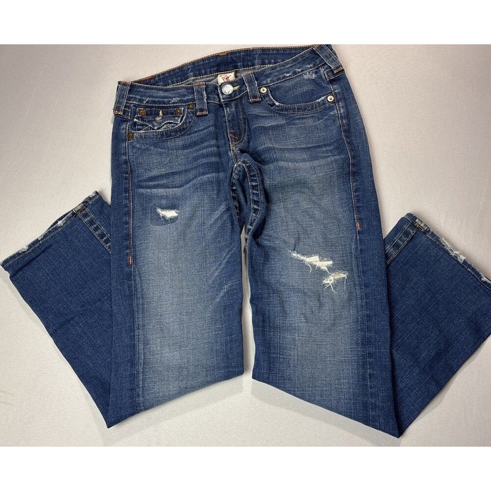 True Religion Womens Flap Pockets Billy Bootcut Jeans Low Rise Y2K  USA Made